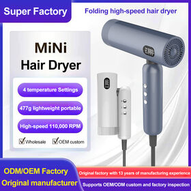 China High Quality Foldable Hair Dryer with LCD Display 110000Rpm Brushless Motor Blow Dryer High Speed Negative Ionic Hair dryer