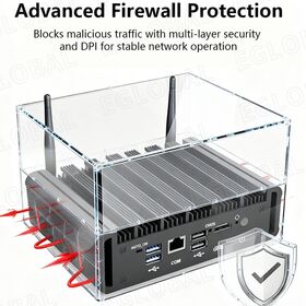 Mini PC Eglobal Intel Core i3 8345U, SSD, 16 Go RAM DDR4, Ethernet Giga RJ45, Double LAN, Industriel sans ventilateur, compatible Win11/Linux