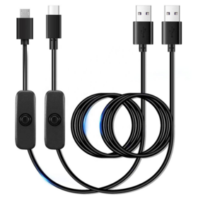 1M Micro USB C Switch Cable 5V Raspberry Pi with ON/Off Switch Charging Cable for Table Lamp LED Strip Lights Power Switch Cables