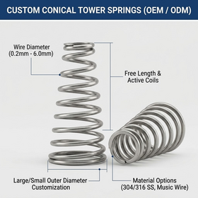 Custom Stainless Steel Conical Compression Spring Small Heavy Duty Helical Tapered Tower Springs OEM