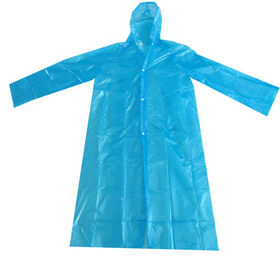 Long Sleeve Disposable PE Raincoats for Wholesale with Button Closure