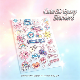 Custom 3D Epoxy Resin Stickers Waterproof Eco-Friendly for Phone Journal Planner Decoration