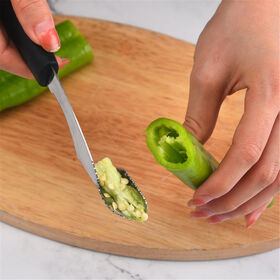 Stainless Steel Pepper Core Remover: Serrated Seed Remover for Effortless Cooking