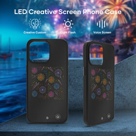 2026 new fashion sound control LED creative screen fireworks design glitter phone case for 18 Pro Max