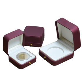 Luxury Square PU Medal Coin Box White Silk Lining Commemorative Coin Packaging Case for Premium Counter Display