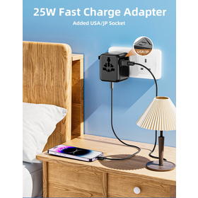 Compact International Travel Adapter with USB C Charging Ports and Multi Plug Design for Global Travelers