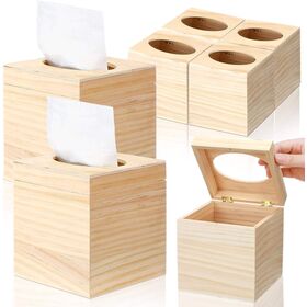 Custom Square Wood Tissue Box Cover Flip Top Bathroom Decoration