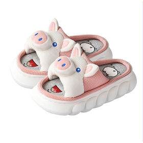 Wholesale cartoon linen thick-soled Open Indoor slippers