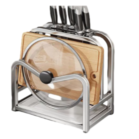 Premium Stainless Detachable Durable Countertop Multifunction Household Kitchen Pot Lid Knife Storage Rack