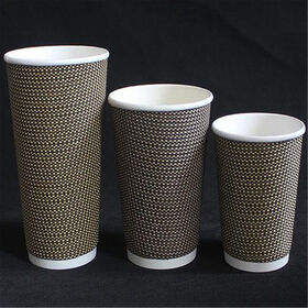 Custom Printed Logo Portable 16oz Black Ripple Wall Paper Cup with Cover