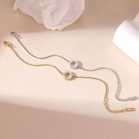 Inlaid Zircon Titanium Steel Versatile High End Bracelet Ring Jewelry Sets