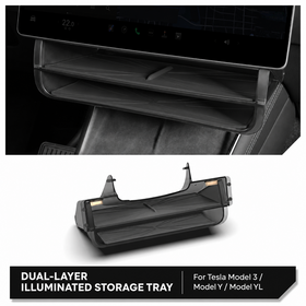 Dual-Layer Illuminated Under-Screen Storage Tray for Tesla Model 3 Model Y and Model YL
