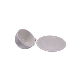 Custom white korean style ceramic coffee cup and saucer, large capacity plain tea cup set for cafe household