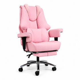 Pink Ergonomic Gaming Chair with Footrest, Wide Big and Tall Computer Chair, High Back PC Video Game Chair for Adults