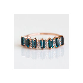 Luxury Solid Gold Ring London Blue Topaz Diamond Fine Jewelry
