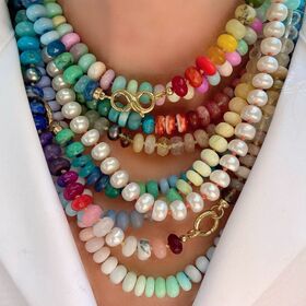 Rainbow Gemstone Beaded Choker Necklace Natural Stone Summer Candy Jewelry