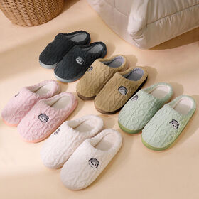 Warm Fluffy Winter Slides TPR Outsole Indoor Couple Plush Footwear