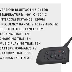 V6 Helmet Intercom IP67 Waterproof, 6-Rider Group Chat, Built for Long-Distance Runs
