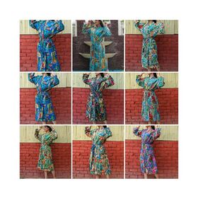 Hand Printed Lightweight Cotton Yukata Kimono Robe Women Breathable Dressing Gown