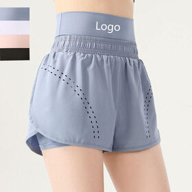 High Waisted Two Layer Mesh Shorts Quick Drying Fitness Apparel