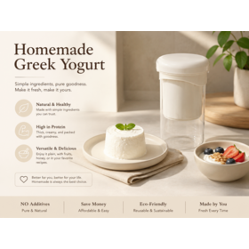 Greek Yogurt Maker, Non Electronic, Plain Yogurt, Soy Bean Yogurt, for Home, family and personal use, 1.0L, Glass Pot, Wholesale