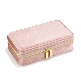 Portable Velvet Zipper Jewelry Travel Organizer Box, Double Layer Multi Grid Storage Case for Women Accessories