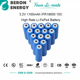 3.2V 18650 LiFePO4 Battery 1100mAh 10C High Rate Rechargeable Lithium Iron Phosphate Cell for Power Tools, RC Models & Solar Camer