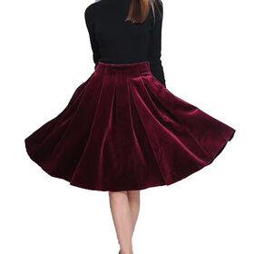 fashion new arrival design ladies' velvet pleat skirt
