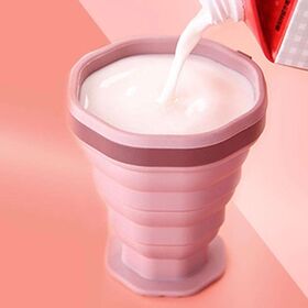Collapsible Silicone Outdoor Camping Portable Travel Cups Integrated Protective Lid