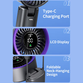 Best Wholesale Desktop Handheld Fan 5000 RPM High Speed Rechargeable Cooling Fan LED Screen Low Noise Portable Air Blower hot