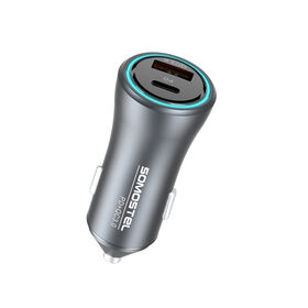 SOMOSTEL A57 48W Car Fast Charger PD 30W + QC3.0 18W Dual-Port Adapter, All-Metal Build, Blue LED for iPhone and for Samsung