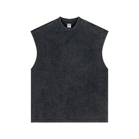Wholesale Custom Cotton Vintage Streetwear Oversized Acid Wash Sleeveless T-shirt Men's Tank Top