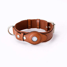 Adjustable Airtag Dog Collar with GPS Tracker, Wholesale Stock, Made of Leather, Smart Pet Leash for Outdoor Walking