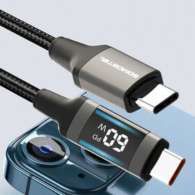 SOMOSTEL BW74 good PD fast charging cable 27W 60W 240W C to C with power display C-L phone cable braided material cable