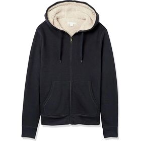 Men's Polyester Fleece Zip Up Hoodie, Soft Heavyweight Full Zip Winter Jacket