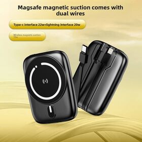 Dual Built In Cable Magnetic Wireless Fast Charging Portable Power Bank