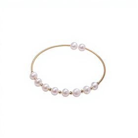 gold plated elastic freshwater pearl women decorative bracelets
