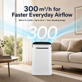 Floor-Standing HEPA Air Purifier with 300 m3/h CADR, PM2.5 Display, Auto & Sleep Modes, Ionizer, Timer and Child Lock