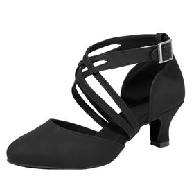 Women Square Low Heel Closed Toe Latin Dance Shoes, All Seasons Modern Soft Sole Comfort Lining Adult Genuine Leather Dance Shoes