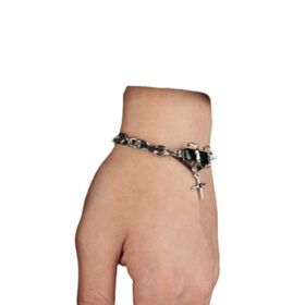 High Street Minimalist Hypoallergenic Twisted Starburst Inlaid Zircon Titanium Steel Unisex Chain Link Bracelet