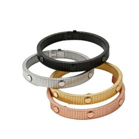 Luxury Minimalist AntiFade Polished Sturdy Men Striped Screw TitaniumSteel Open Bangle