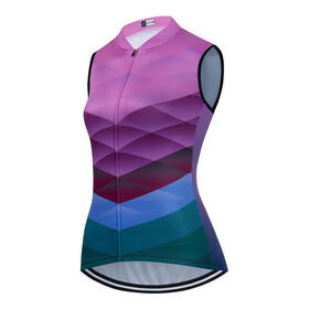 Men Sleeveless Cycling Jacket Gradient Breathable Windproof Athletic Race Apparel