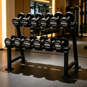 SMARTFIT 5-200lbs Urethane Dumbbells with Anti-Slip 40Cr Alloy Steel Handle Custom Logo 12-Sided CPU Dumbbell Set