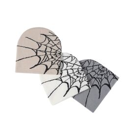 Popular Warm Fashionable Spider Web Jacquard Knitted Windproof Outdoor Unisex Winter Daily Wear Beanie Hat