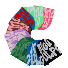 Hot Selling Ins Streetwear Bold Graffiti Vibrant Colored Retro Y2K Jacquard Warm Knitted Beanie Hat