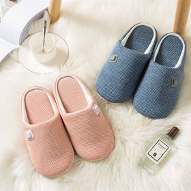 Coral Fleece Memory Foam Slippers Plush Lining Home Heated Footwear