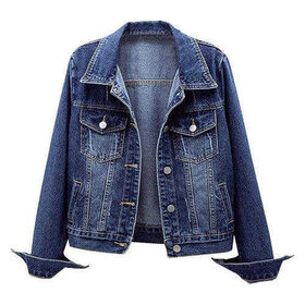 Vintage Washed Denim Jacket Reversible Pearl Decoration Women Winter Apparel