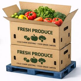 Heavy Duty Ventilated Corrugated Produce Shipping Carton with Hand Holes for Fresh Fruit and Vegetables