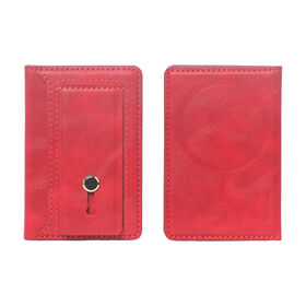 New Arrival Contrast Color Magnetic Card Pouch, Durable PU Leather Phone Card Storage Wallet