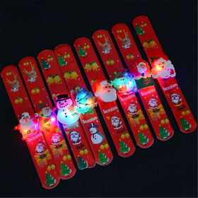 Christmas children's bracelet toy silicone clap cartoon flash LED slap Bracelet PVC clap bracelet